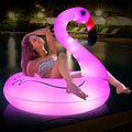 Tepoal Inflatable Flamingo Pool Floats with Lights Solar Powered Flamingo Swimming Pool Tubes 42 Inches Summer Lake Beach Floaties Swimming Pool Rings for Adults Water Entertainment 1PCS