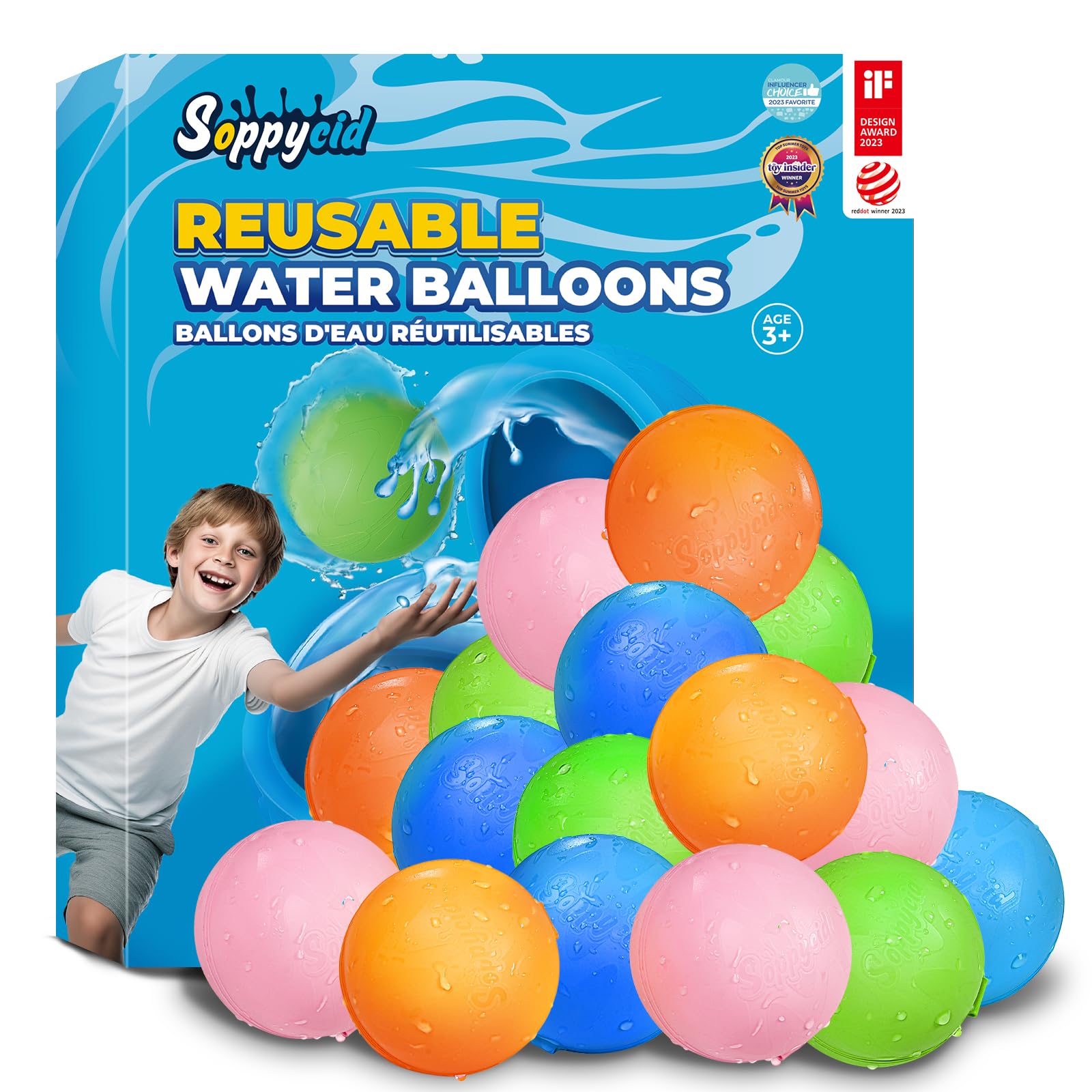 SOPPYCID Reusable Magnetic Water Balloons Kids Summer Outdoor Toys Quick Fill Self Sealing Water Bomb for Kids Adult Water Polo Fight GamesSummer Fun Party Water Balls with Storage Bag (16pack)